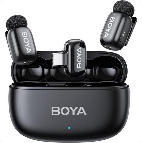 BOYA Mini 2 Wireless Microphone Type-C AI Noise Cancellation, Tiny 5g Mic for Vlogging & Streaming